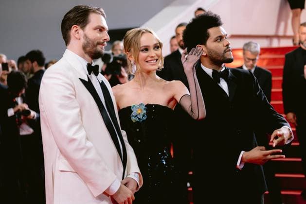 76eme Festival International du Film de Cannes. Montee des marches de The Idol. 76th International Cannes Film Festival. red Carpet of The Idol. 292423 2023-05-22 Alpes-Maritimes Cannes France Tesfaye, Abel ( The Weeknd ); Depp-Paradis, Lily Rose; Levinson, Sam  Copyright: xTerencexBaelenx STAR_292423_051