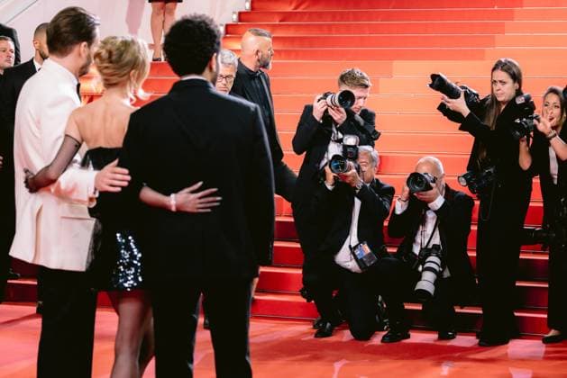 76eme Festival International du Film de Cannes. Montee des marches de The Idol. 76th International Cannes Film Festival. red Carpet of The Idol. 292423 2023-05-22 Alpes-Maritimes Cannes France Tesfaye, Abel ( The Weeknd ); Depp-Paradis, Lily Rose; Levinson, Sam  Copyright: xTerencexBaelenx STAR_292423_056