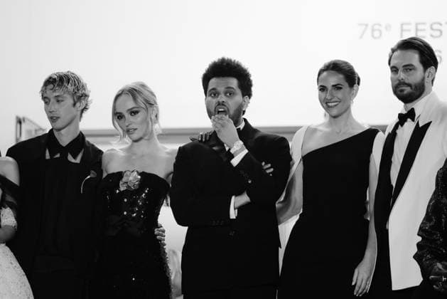76eme Festival International du Film de Cannes. Montee des marches de The Idol. 76th International Cannes Film Festival. red Carpet of The Idol. 292423 2023-05-22 Alpes-Maritimes Cannes France Tesfaye, Abel ( The Weeknd ); Depp-Paradis, Lily Rose; Levinson, Sam  Copyright: xTerencexBaelenx STAR_292423_068