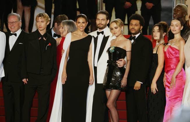 May 22, 2023, CANNES, FRANCE: Troye Sivan, Ashley Levinson, Sam Levinson, Lily-Rose Depp, Abel â€oeThe Weeknd†Tesfaye, Rachel Sennott, Moses Sumney, attend the The Idol red carpet during the 76th annual Cannes film festival at Palais des Festivals on May 22, 2023 in Cannes, France. CANNES FRANCE - ZUMAs181 20230522_zea_s181_159 Copyright: xDGPx