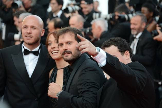 May 22, 2023, CANNES, France: CANNES, FRANCE - MAY 22: Alexandre Auvergne, Suzanne Jouannet, Hugo Becker and Quentin Laclotte Parmentier attend the Club Zero red carpet during the 76th annual Cannes film festival at Palais des Festivals on May 22, 2023 in Cannes, France. CANNES France - ZUMAi09_ 20230522_zaf_i09_031 Copyright: xFrederickxInjimbertx