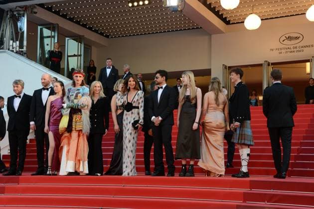 May 22, 2023, CANNES, France: CANNES, FRANCE - MAY 22: Producer Phillipe Bober, Lukas Turtur, Ksenia Devriendt, Luke Barker, Mia Wasikowska, Mathieu Demy, Elsa Zylberstein, Director Jessica Hausner, Amir El-Masry, Florence Baker, Gwen Currant, Samuel D Anderson, Geraldine Bajard and Producer Johannes Schubert attend the Club Zero red carpet during the 76th annual Cannes film festival at Palais des Festivals on May 22, 2023 in Cannes, France. CANNES France - ZUMAi09_ 20230522_zaf_i09_051 Copyright: xFrederickxInjimbertx