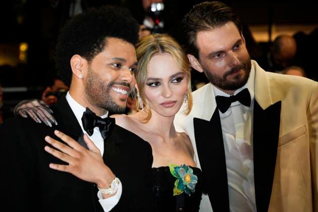 IPP Photo Daniele Cifala™ Cannes 22 05 2023 The Idol Red Carpet The 76th Annual Cannes Film Festival in the photo Canadian singer Abel Makkonen Tesfaye aka The Weeknd, French US actress Lily Rose Depp and US director Sam Levinson Italy Photo Press World Copyright  0