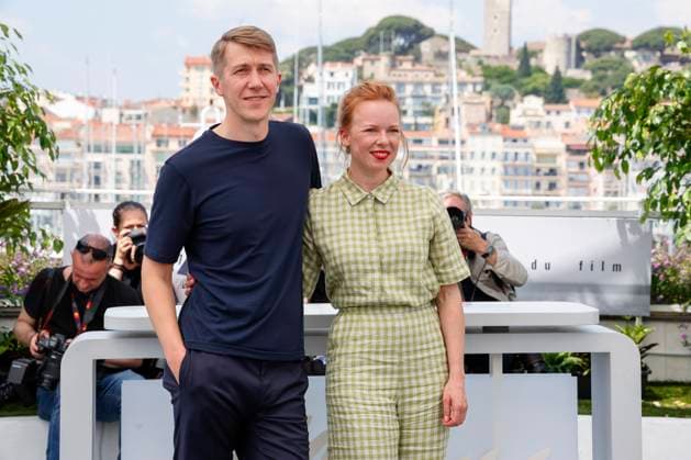 May 23, 2023: Alma Poysti and Jussi Vatanen arrive at the Fallen Leaves photocall during the 76th Cannes Film Festival at Palais des Festivals in Cannes, France, on 23 May 2023. Photo: - ZUMAm179 20230523_zep_m179_007 Copyright: xAlecxMichaelx