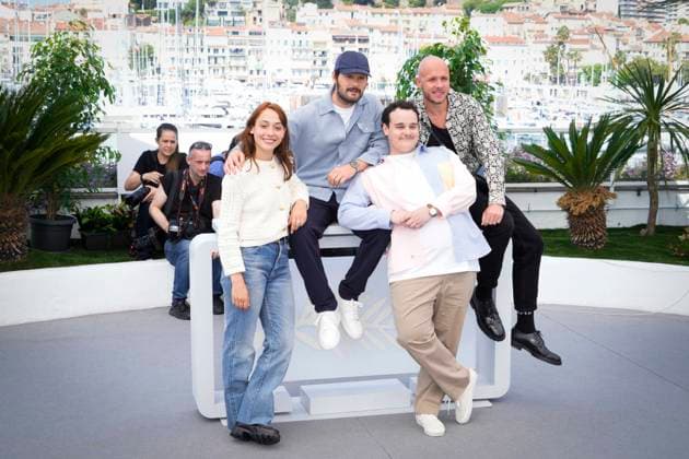 IPP Photo Daniele Cifala™ Cannes 23 05 2023 Adami Photocall The 76th Annual Cannes Film Festival in the photo Suzanne Jouannet, Hugo Becker, Quentin Laclotte Parmentier and Alexandre Auvergne Italy Photo Press World Copyright  0