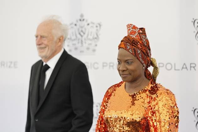 STOCKHOLM 20230523 Laureates Chris Blackwell and Angélique Kidjo arrive at the 2023 Polar Prize ceremony at the Grand Hotel in Stockholm on Tuesday Stockholm SWEDEN x10430x  Copyright: xChristinexOlsson TTx POLARPRISET 2023 TTABB0000000000189059
