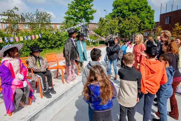 23-05-2023 The Hague Queen Maxima attend the launch of the cooperation between More Music in the Classroom and the Ministry of Education, Culture and Science in the context of cultural offerings at and after school to promote equality of opportunity in the Kindcentrum in The Hague. Â  Copyright: xPPEx