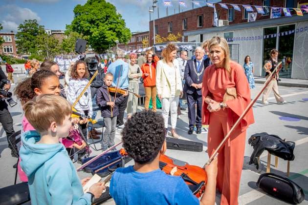 23-05-2023 The Hague Queen Maxima attend the launch of the cooperation between More Music in the Classroom and the Ministry of Education, Culture and Science in the context of cultural offerings at and after school to promote equality of opportunity in the Kindcentrum in The Hague. Â  Copyright: xPPEx
