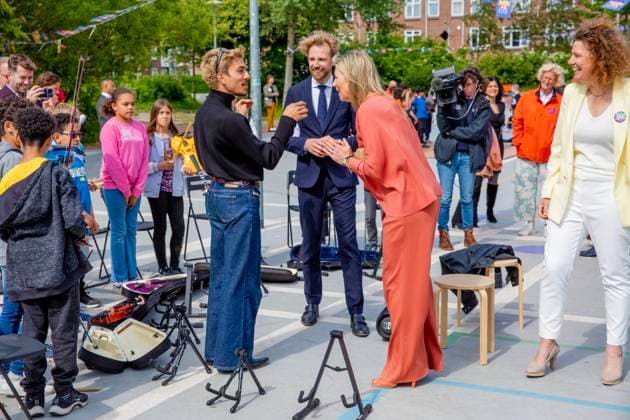 23-05-2023 The Hague Queen Maxima attend the launch of the cooperation between More Music in the Classroom and the Ministry of Education, Culture and Science in the context of cultural offerings at and after school to promote equality of opportunity in the Kindcentrum in The Hague. Â  Copyright: xPPEx