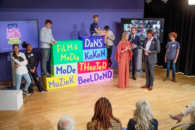 23-05-2023 The Hague Queen Maxima attend the launch of the cooperation between More Music in the Classroom and the Ministry of Education, Culture and Science in the context of cultural offerings at and after school to promote equality of opportunity in the Kindcentrum in The Hague. Â  Copyright: xPPEx