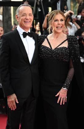 American actress Rita Wilson and actor Tom Hanks attend the premiere of Asteroid City at the 76th Cannes Film Festival at Palais des Festivals in Cannes, France on Tuesday, May 23, 2023.  CAN20230523194 RUNExHELLESTAD