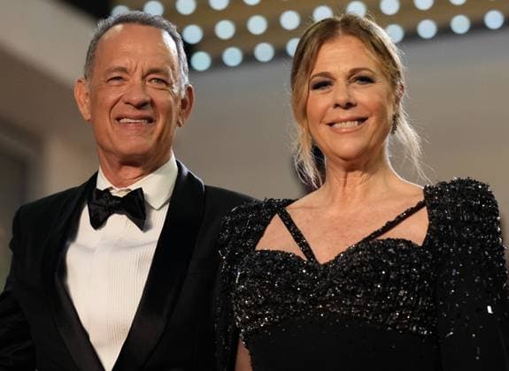 The Asteroid City Red Carpet Premiere at the 76th Edition of the Cannes Film Festival Actor Tom Hanks and wife Rita Wilson leave the movie screening and red carpet event for Asteroid City , directed by Wes Anderson, which is in competition, during the 76th edition of the Cannes Film Festival on May 23 2023, in Cannes, France Cannes Palace of Festivals and Congresses of Cannes Cannes France Copyright: xAlexandraxFechetex _ADR3159