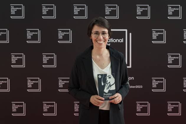 International Booker Prize Award Ceremony In London LONDON, UNITED KINGDOM - MAY 23, 2023: Catalan writer Eva Baltasar, author of ˜Boulder™, attends the official winners™ ceremony of the International Booker Prize 2023 at the Sky Garden in London, United Kingdom on May 23, 2023. The International Booker Prize is awarded annually for the finest single work of fiction from around the world which has been translated into English and published in the UK and Ireland. London Greater London United Kingdom  Copyright: xWIktorxSzymanowiczx originalFilename: szymanowicz-internat230523_npXvs.jpg
