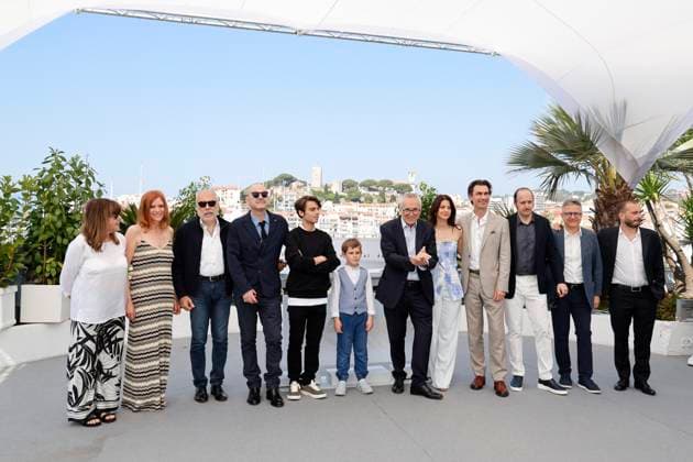 Francesca Calvelli, Susanna Nicchiarelli, Giuseppe Caschetto, Paolo Pierobon, Leonardo Maltese, Enea Sala, Marco Bellocchio, Barbara Ronchi, Fabrizio Gifuni, Fausto Russo Alesi, Paolo Del Brocco and Simone Gatton at the photocall for the feature film Rapito Kidnapped at the Festival de Cannes 2023 76 Cannes International Film Festival at the Palais des Festiv Foto:xD.xBedrosianx xFuturexImage