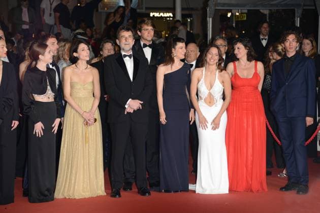 May 24, 2023, CANNES, France: CANNES, FRANCE - MAY 24: Valentina Romani, Elena Lietti, director Nanni Moretti, Giuseppe Scoditti, Arianna Pozzoli, Blu Yoshimi and Daniela Macaluso attend the Il Sol Dell™Avvenire (A Brighter Tomorrow) red carpet during the 76th annual Cannes film festival at Palais des Festivals on May 24, 2023 in Cannes, France. CANNES France - ZUMAi09_ 20230524_zaf_i09_013 Copyright: xFrederickxInjimbertx