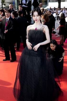 CANNES, FRANCE - MAY 24: Yoo Jimin (Karina) of Aespa group arrives for the screening of the film La Passion de Dodin Bouffant during the 76th Cannes Film Festival at Palais des Festivals on May 24, 2023 in Cannes, France.  Copyright: xVCGx 111438227943