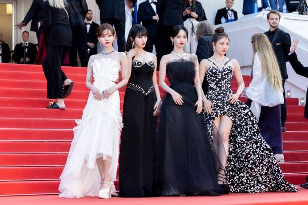 CANNES, FRANCE - MAY 24: (L-R) Kim Min Jeong (Winter), Aeri Uchinaga (Giselle), Yoo Jimin (Karina) and Ning Yi Zhuo (Ningning) of Aespa group arrive for the screening of the film La Passion de Dodin Bouffant during the 76th Cannes Film Festival at Palais des Festivals on May 24, 2023 in Cannes, France.  Copyright: xVCGx 111438228178