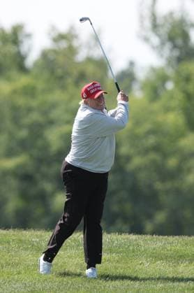 STERLING, VA - MAY 25: Former US President Donald Trump seen golfing at Trump National Golf Club Washington DC in Sterling, Virginia on May 25, 2023. Copyright: xmpi34x