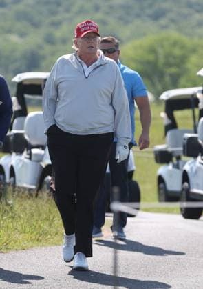STERLING, VA - MAY 25: Former US President Donald Trump seen golfing at Trump National Golf Club Washington DC in Sterling, Virginia on May 25, 2023. Copyright: xmpi34x