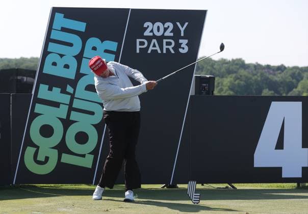 STERLING, VA - MAY 25: Former US President Donald Trump seen golfing at Trump National Golf Club Washington DC in Sterling, Virginia on May 25, 2023. Copyright: xmpi34x