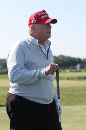 STERLING, VA - MAY 25: Former US President Donald Trump seen golfing at Trump National Golf Club Washington DC in Sterling, Virginia on May 25, 2023. Copyright: xmpi34x