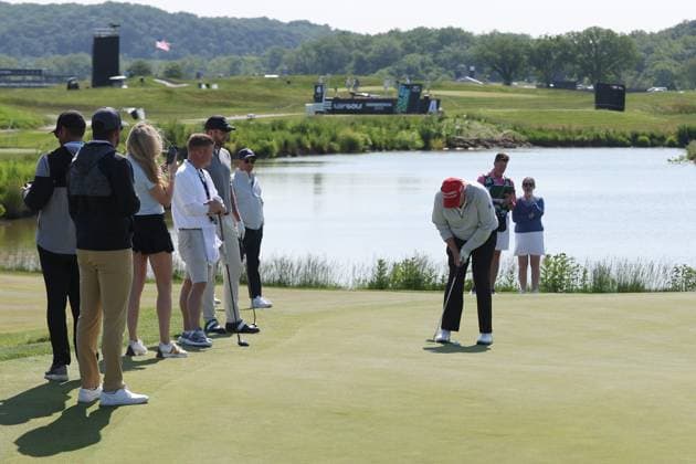STERLING, VA - MAY 25: Former US President Donald Trump seen golfing at Trump National Golf Club Washington DC in Sterling, Virginia on May 25, 2023. Copyright: xmpi34x
