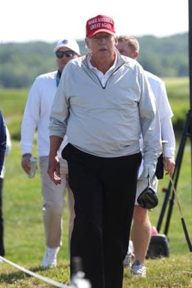 STERLING, VA - MAY 25: Former US President Donald Trump seen golfing at Trump National Golf Club Washington DC in Sterling, Virginia on May 25, 2023. Copyright: xmpi34x