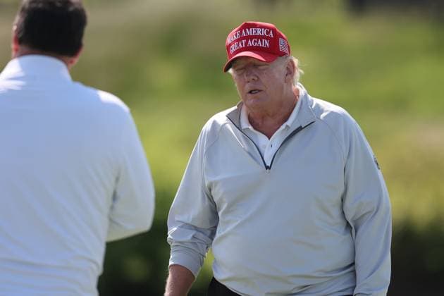 STERLING, VA - MAY 25: Former US President Donald Trump seen golfing at Trump National Golf Club Washington DC in Sterling, Virginia on May 25, 2023. Copyright: xmpi34x