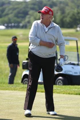 STERLING, VA - MAY 25: Former US President Donald Trump seen golfing at Trump National Golf Club Washington DC in Sterling, Virginia on May 25, 2023. Copyright: xmpi34x