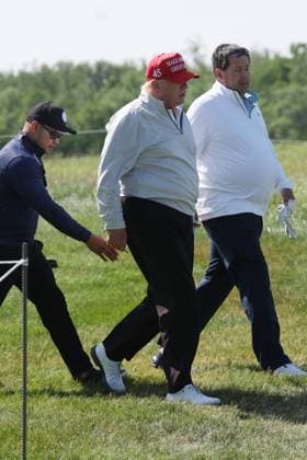 STERLING, VA - MAY 25: Former US President Donald Trump seen golfing at Trump National Golf Club Washington DC in Sterling, Virginia on May 25, 2023. Copyright: xmpi34x
