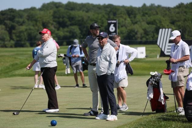 STERLING, VA - MAY 25: Former US President Donald Trump seen golfing at Trump National Golf Club Washington DC in Sterling, Virginia on May 25, 2023. Copyright: xmpi34x