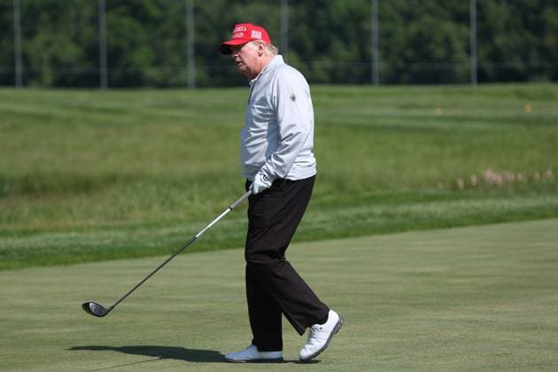 STERLING, VA - MAY 25: Former US President Donald Trump seen golfing at Trump National Golf Club Washington DC in Sterling, Virginia on May 25, 2023. Copyright: xmpi34x