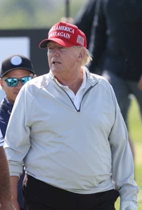 STERLING, VA - MAY 25: Former US President Donald Trump seen golfing at Trump National Golf Club Washington DC in Sterling, Virginia on May 25, 2023. Copyright: xmpi34x