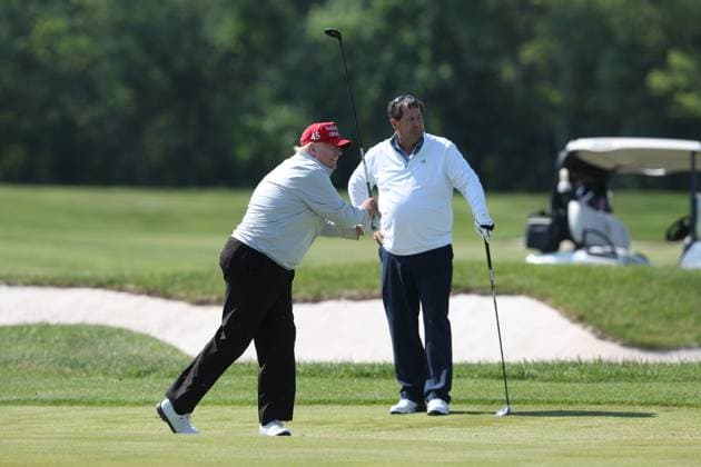 STERLING, VA - MAY 25: Former US President Donald Trump seen golfing at Trump National Golf Club Washington DC in Sterling, Virginia on May 25, 2023. Copyright: xmpi34x
