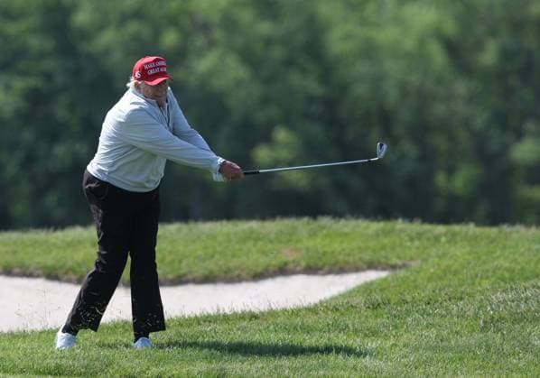 STERLING, VA - MAY 25: Former US President Donald Trump seen golfing at Trump National Golf Club Washington DC in Sterling, Virginia on May 25, 2023. Copyright: xmpi34x