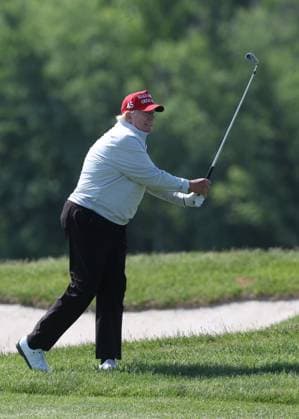 STERLING, VA - MAY 25: Former US President Donald Trump seen golfing at Trump National Golf Club Washington DC in Sterling, Virginia on May 25, 2023. Copyright: xmpi34x
