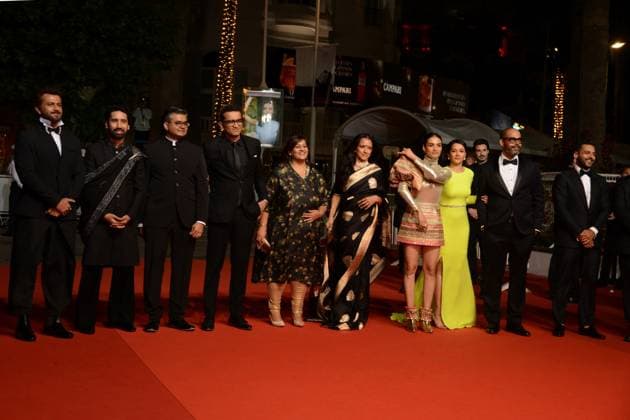 May 25, 2023, CANNES, France: CANNES, FRANCE - MAY 24: Ranjan Singh, Kabir Ahuja, Karishma Modi, Shariq Patel, Sunny Leone, Director Anurag Kashyap, Rahul Bhat and guest attend the Kennedy red carpet during the 76th annual Cannes film festival at Palais des Festivals on May 24, 2023 in Cannes, France. CANNES France - ZUMAi09_ 20230525_zaf_i09_017 Copyright: xFrederickxInjimbertx