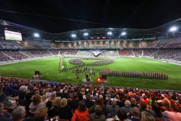 25 05 2023, Klagenfurt, AUT, On the road in Carinthia, Military Music Festival 2023 Klagenfurt, in picture overview, stadium,