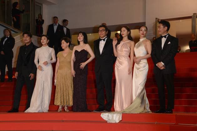 May 25, 2023, CANNES, France: CANNES, FRANCE - MAY 25: (L-R) Director Song Kang-ho, Jang Young-nam, Park Jeong-su, Lim Su-jeong, Kim Ji-woon, Krystal Jung, Jeon Yeo-Been and Oh Jung-se attend the Cobweb (Dans La Toile) red carpet during the 76th annual Cannes film festival at Palais des Festivals on May 25, 2023 in Cannes, France CANNES France - ZUMAi09_ 20230525_zaf_i09_052 Copyright: xFrederickxInjimbertx
