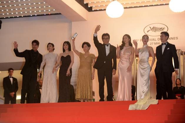 May 25, 2023, CANNES, France: CANNES, FRANCE - MAY 25: (L-R) Director Song Kang-ho, Jang Young-nam, Park Jeong-su, Lim Su-jeong, Kim Ji-woon, Krystal Jung, Jeon Yeo-Been and Oh Jung-se attend the Cobweb (Dans La Toile) red carpet during the 76th annual Cannes film festival at Palais des Festivals on May 25, 2023 in Cannes, France CANNES France - ZUMAi09_ 20230525_zaf_i09_054 Copyright: xFrederickxInjimbertx