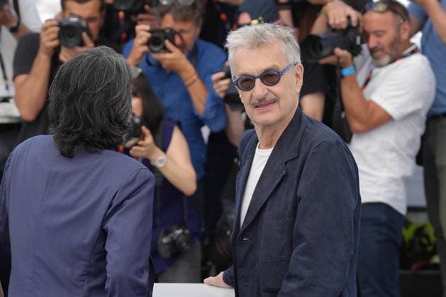 KÅji Yakusho - Wim Wenders CELEBRITES : 76 eme festival de Cannes - Red Carpet du film Â« Perfect Days Â» - Cannes - 26 05 2023 NorbertScanella Panoramic 