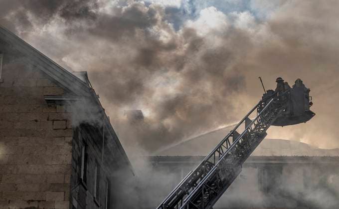 May 26, 2023, MONTREAL, PQ, CANADA: Firefighters respond to a five-alarm fire at the former Monastere du Bon Pasteur, a 19th century heritage building on Friday May 26, 2023 in Montreal. MONTREAL CANADA  - ZUMAc35_ 20230526_zaf_c35_003 Copyright: xChristinnexMuschix