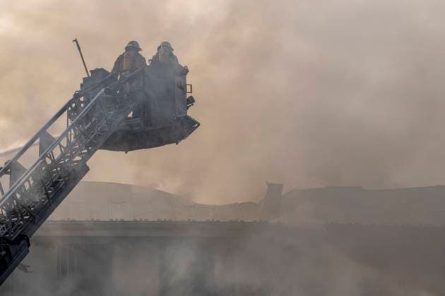 May 26, 2023, MONTREAL, PQ, CANADA: Firefighters respond to a five-alarm fire at the former Monastere du Bon Pasteur, a 19th century heritage building on Friday May 26, 2023 in Montreal. MONTREAL CANADA  - ZUMAc35_ 20230526_zaf_c35_006 Copyright: xChristinnexMuschix