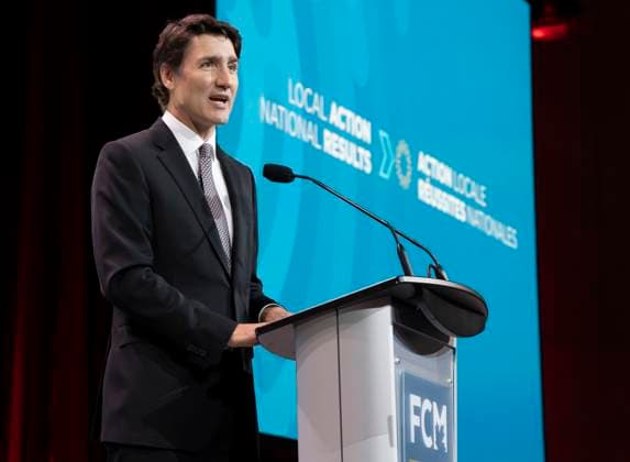 May 26, 2023, Toronto, ON, CANADA: Prime Minister Justin Trudeau speaks to the Federation of Canadian Municipalities in Toronto on Friday May 26, 2023. Toronto CANADA  - ZUMAc35_ 20230526_zaf_c35_010 Copyright: xFrankxGunnx
