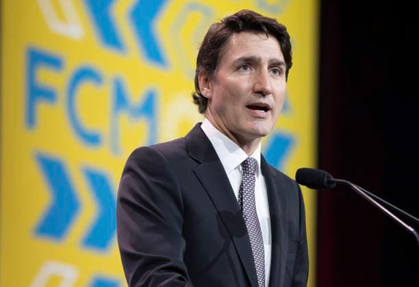 May 26, 2023, Toronto, ON, CANADA: Prime Minister Justin Trudeau speaks to the Federation of Canadian Municipalities in Toronto on Friday May 26, 2023. Toronto CANADA  - ZUMAc35_ 20230526_zaf_c35_012 Copyright: xFrankxGunnx