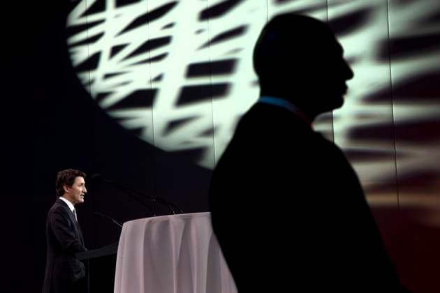 May 26, 2023, Toronto, ON, CANADA: An RCMP officer stands guard as Prime Minister Justin Trudeau speaks to the Federation of Canadian Municipalities in Toronto on Friday May 26, 2023. Toronto CANADA  - ZUMAc35_ 20230526_zaf_c35_013 Copyright: xFrankxGunnx