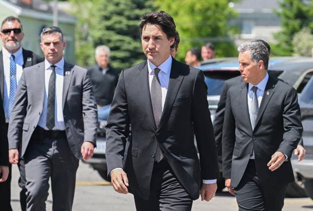 May 26, 2023, L IIe-Perrot, PQ, Canada: Prime Minister Justin Trudeau arrives for the funeral of former Liberal cabinet minister Marc Lalonde in L IIe-Perrot, west of Montreal, Friday, May 26, 2023. L IIe-Perrot Canada  - ZUMAc35_ 20230526_zaf_c35_035 Copyright: xGrahamxHughesx