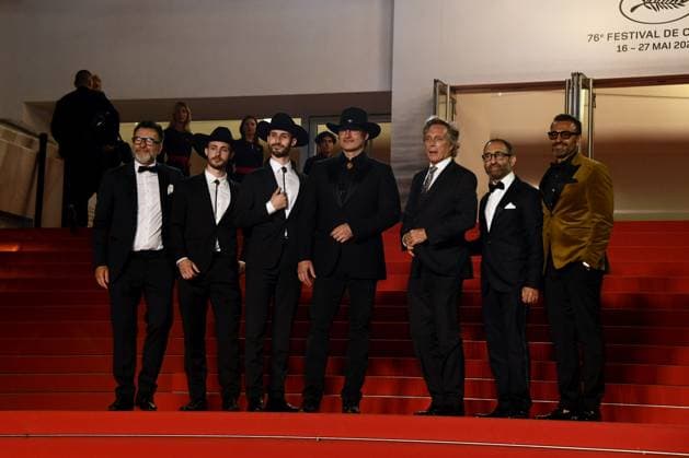 Internationale Filmfestspiele von Cannes, Hypnotic Premiere 76th Cannes Film Festival 2023, Red Carpet Film Hypnotic . Pictured Vahan Yepremyan, Gareth West, William Fichtner, Rebel Rodriguez, Director Robert Rodriguez, Racer Rodriguez and Artur Galstian  Copyright: xSimonexComix xipa-agency.netx xPoolxPhotoxEventsx01x IPA_IPA38254298