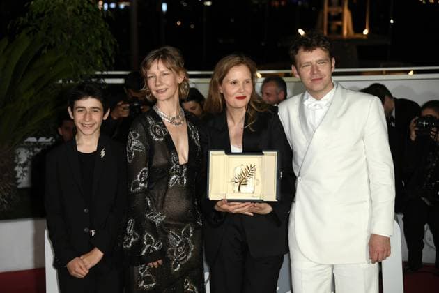 76th Cannes Film Festival 2023, Photocall Palmares. Pictured Justine Triet, Sandra Hüller, Antoine Reinartz, Milo Machado Graner  Copyright: xAlbertoxTerenghix xipa-agency.nex xPoolxPhotoxEventsx01x IPA_IPA38278636