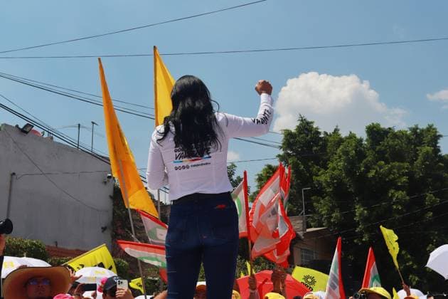 Mexiko, Alejandra Del Moral Wahlkampf in Ciudad Nezahualcoyotl Alejandra Del Moral Governor Candidate Political Rally May 27, 2023 in Ciudad Nezahualcoyotl, Mexico: Alejandra Del Moral, candidate for Governor of the State of Mexico for the Va por for State of Mexico alliance (PRI, PAN, PRD) during the rally to close the political campaign. On May 27, 2023 in Nezahualcoyotl, State of Mexico, Mexico. (Photo by Carlos Santiago Eyepix Group) Copyright: xCarlosxSantiagox xEyepixxGroupx CS202305276593